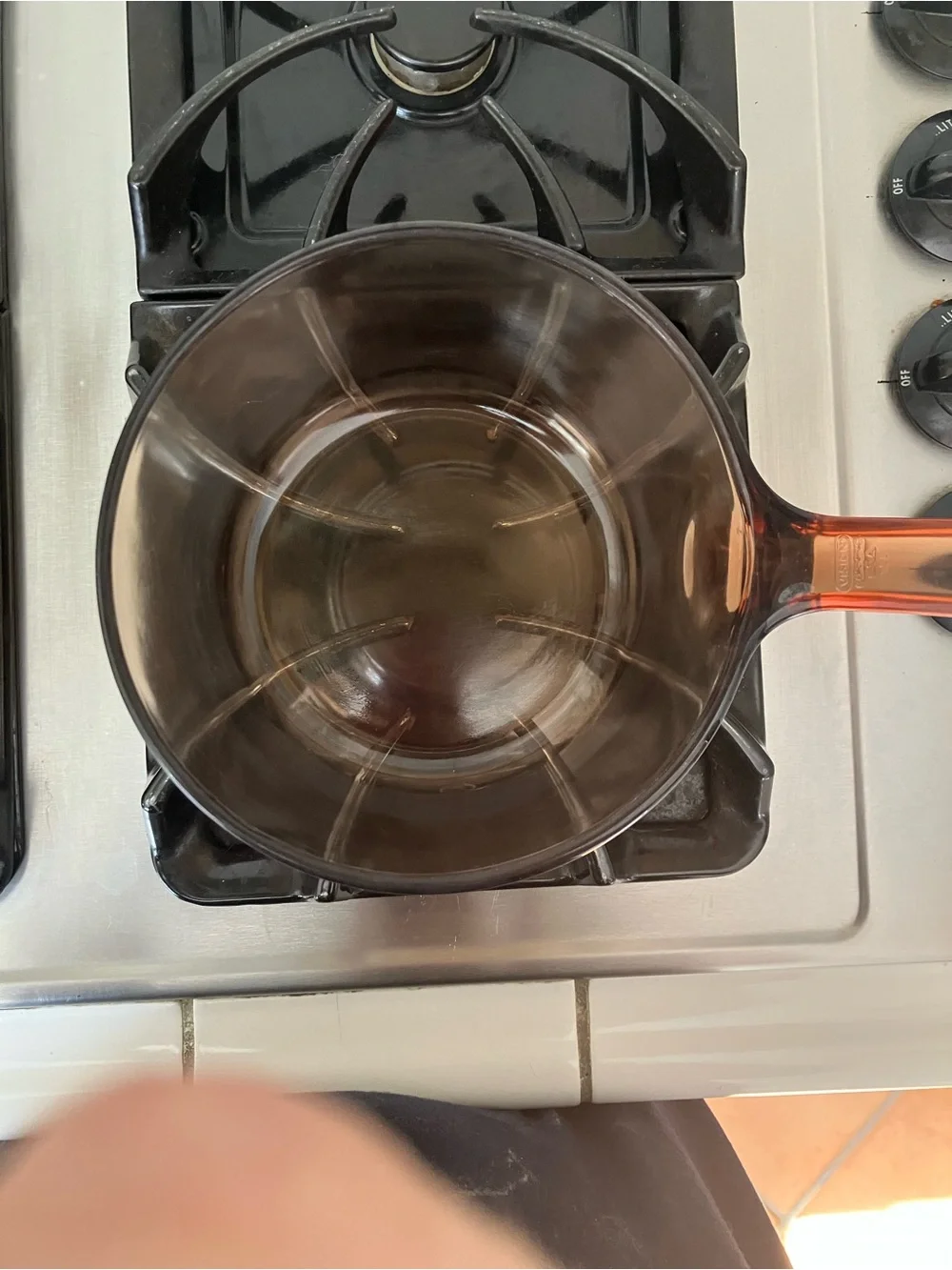 Amber Glass Saucepan with Lid and Handle